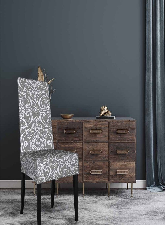 Numland 1 Pack Luxury Damask Texture Dining Room Chair Covers Royal Elegant Floral Pattern Modern Ornament Short Stretchable Polyester Removable Washable for Home Restaurant Banquet - Image 2